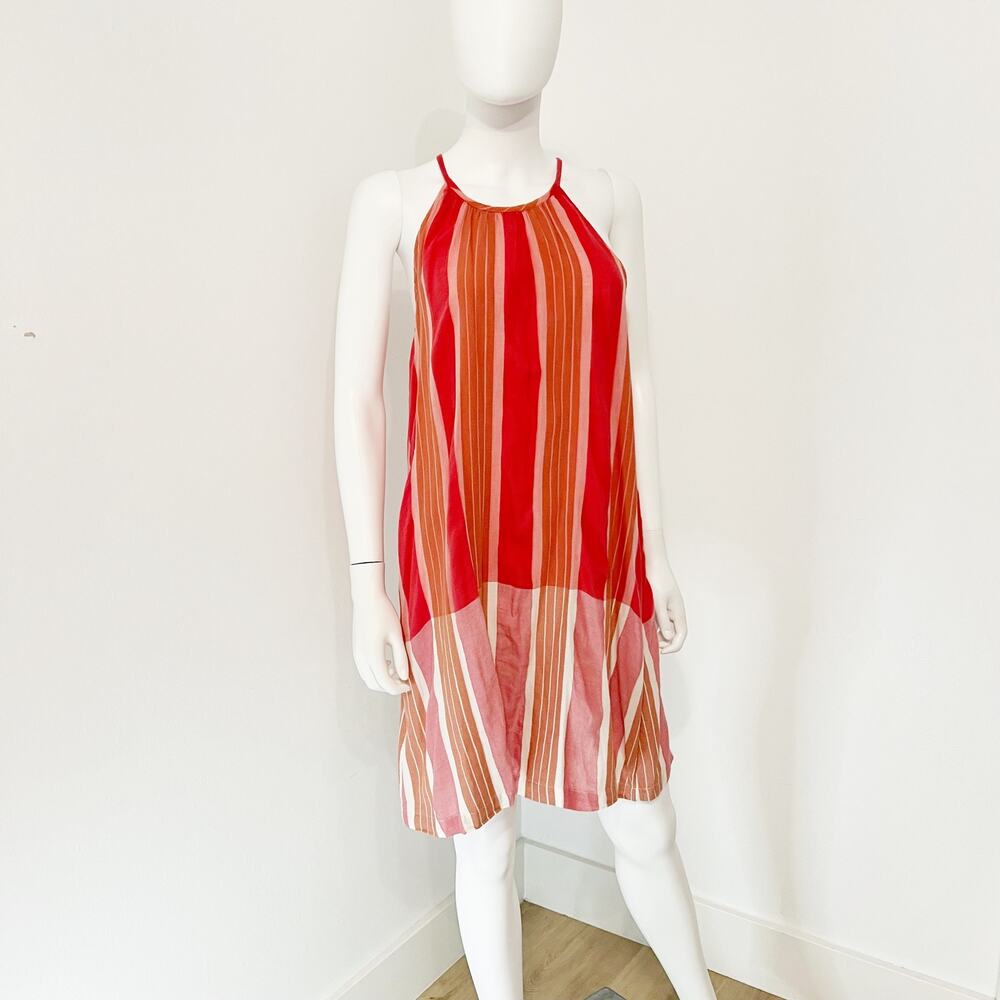 Lou & Grey Sunline Coral Red Lightweight Cotton Shift Dress, Small